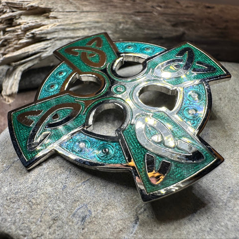 Load image into Gallery viewer, Enamel Celtic Cross Brooch