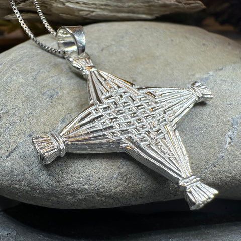 Load image into Gallery viewer, Artisan Sterling Silver Irish St. Brigid's Cross Necklace - Made in Ireland