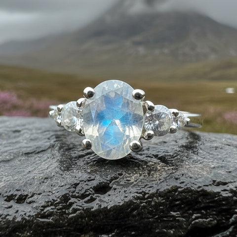 Load image into Gallery viewer, Winter Fire Moonstone Ring