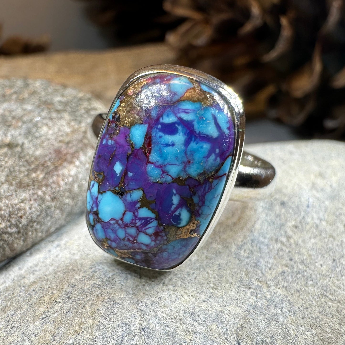 Purple Dahlia Turquoise Ring in Sterling Silver