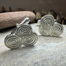Load image into Gallery viewer, Artisan Newgrange Triple Spiral Cufflinks