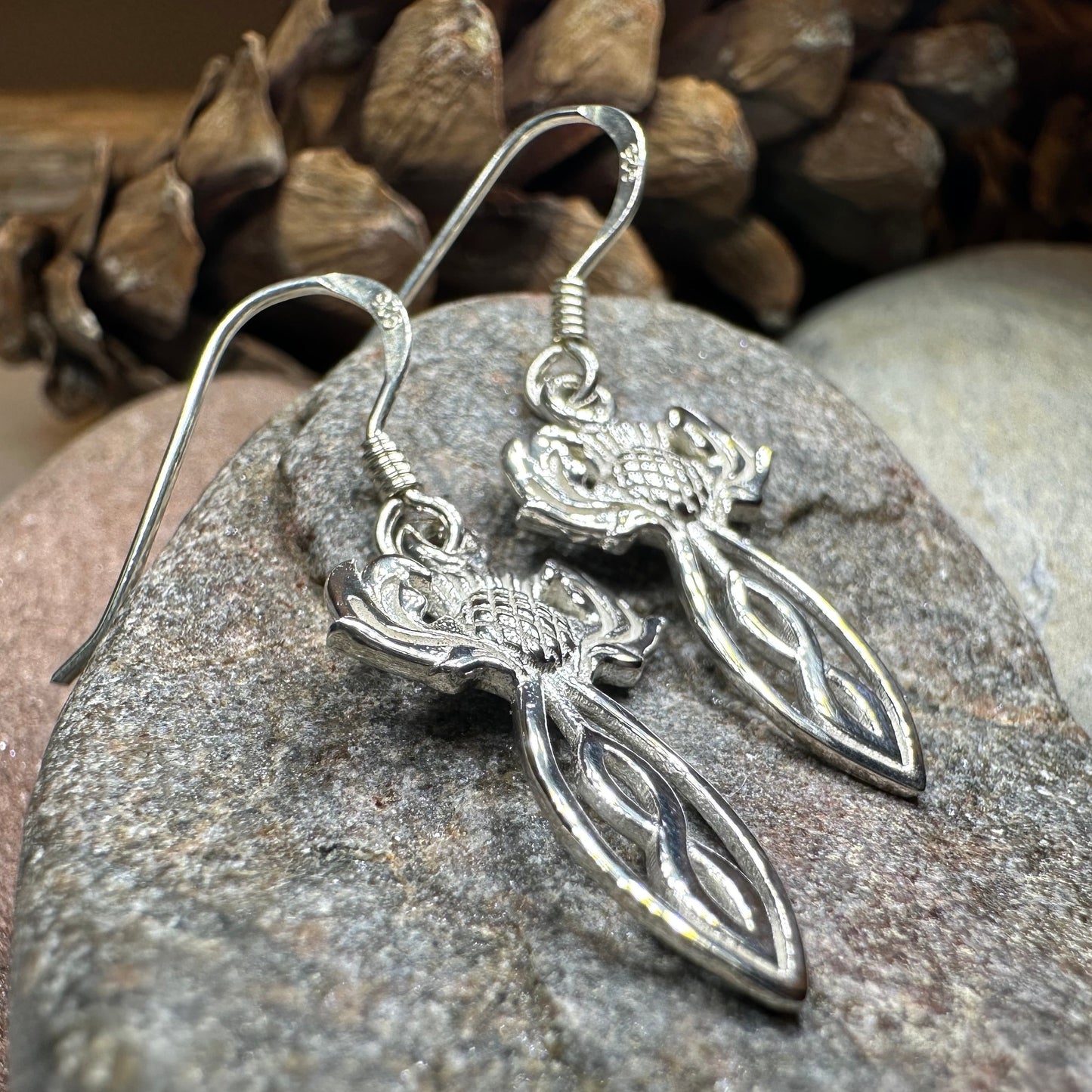 Branka Scottish Thistle Earrings in Sterling Silver — view 10