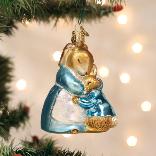Mrs. Rabbit And Peter Ornament - Handblown Glass
