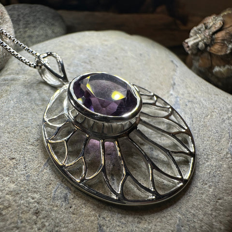 Load image into Gallery viewer, Amethyst Lotus Flower Necklace