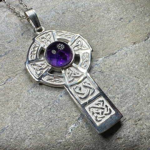 Load image into Gallery viewer, Amethyst Celtic Cross Necklace - Handmade in Scotland