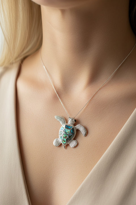 Load image into Gallery viewer, Abalone Turtle Necklace