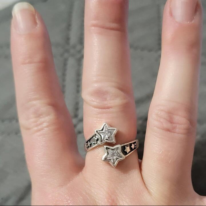 Thin Open Shooting Star Adjustable Ring – .925 Sterling Silver Band – Sizes 4-10