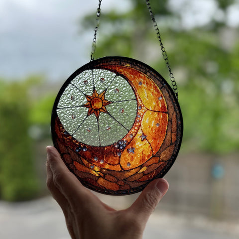 Load image into Gallery viewer, Crescent Moon & Sun Suncatcher