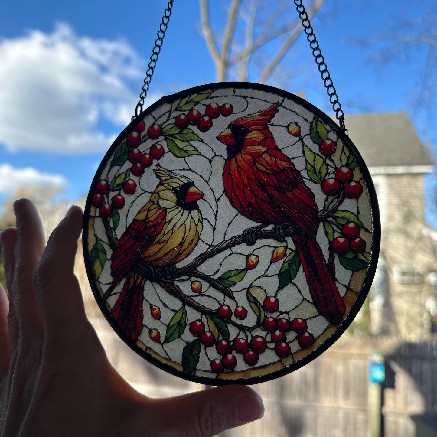 Always Near Cardinal Couple Suncatcher