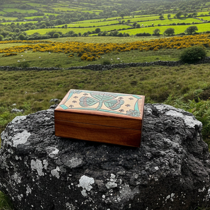 Celtic Shamrock Keepsake Box - Handmade Wooden Box