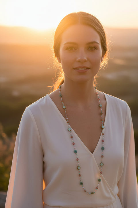 Load image into Gallery viewer, Pink Beach Blossom Long Necklace