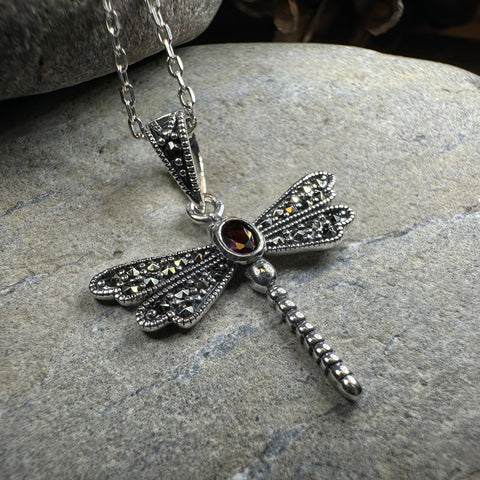 Load image into Gallery viewer, Hope Marcasite Dragonfly Necklace