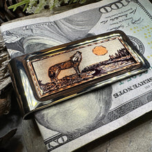 Load image into Gallery viewer, Howling Wolf Copper Money Clip