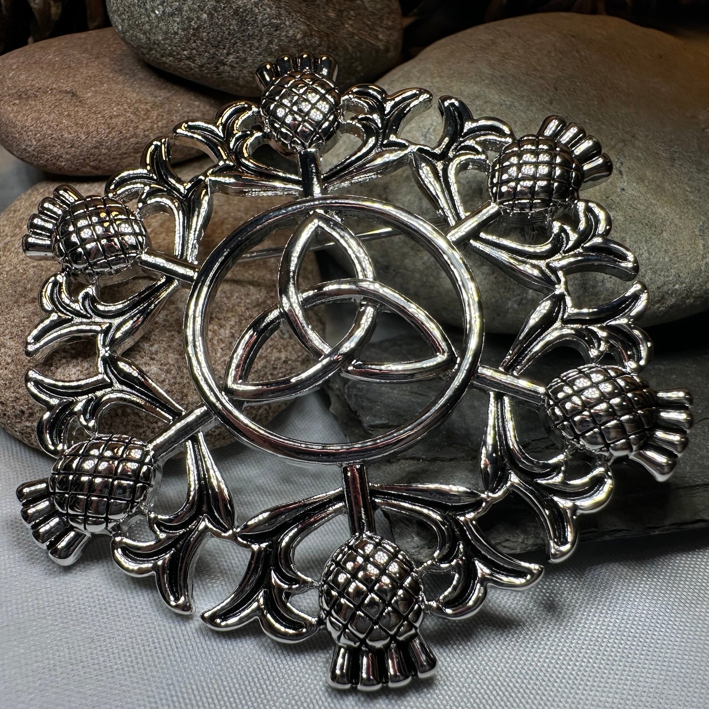 Large Scottish Thistle & Trinity Knot Brooch