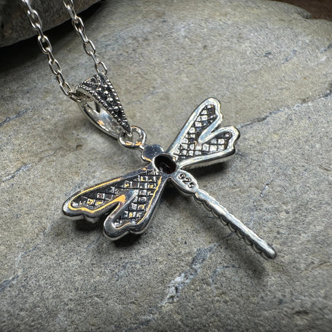 Load image into Gallery viewer, Hope Marcasite Dragonfly Necklace