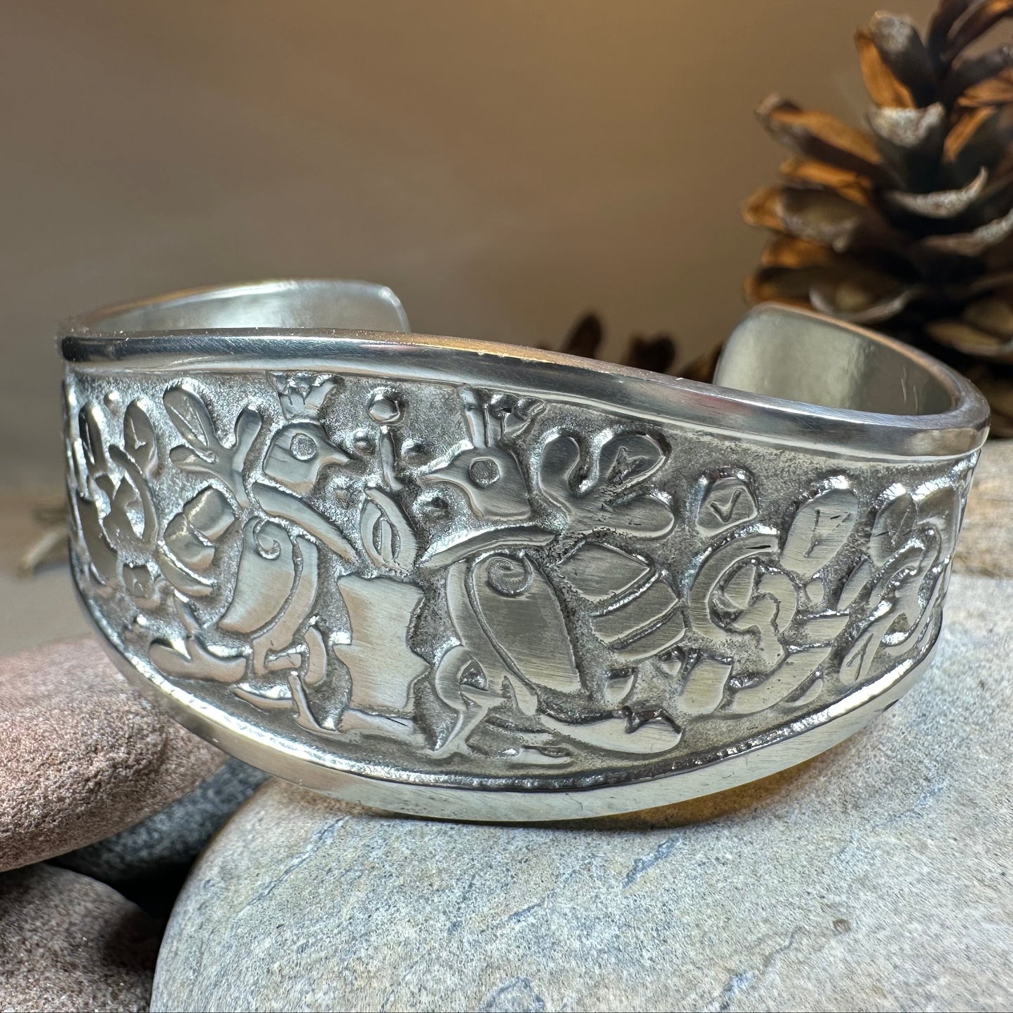 Celtic Love Birds Cuff Bracelet - Handmade in Scotland — view 15