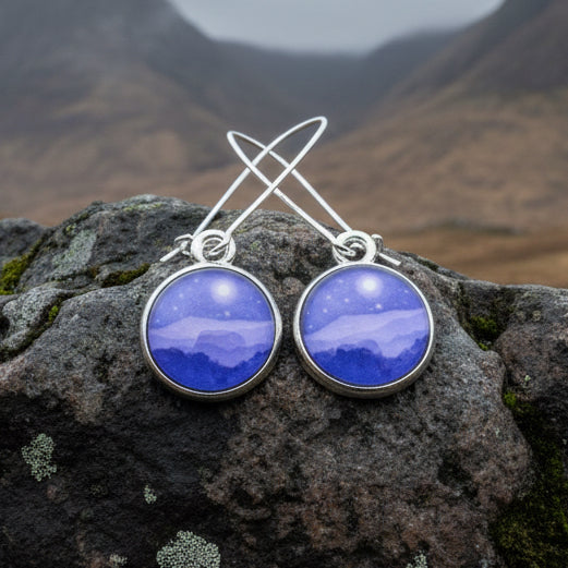 Misty Moonlit Mountain Earrings - Handmade in the U.S.A.