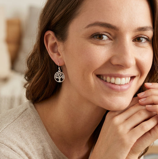 Traditional Tree of Life Earrings in Sterling Silver