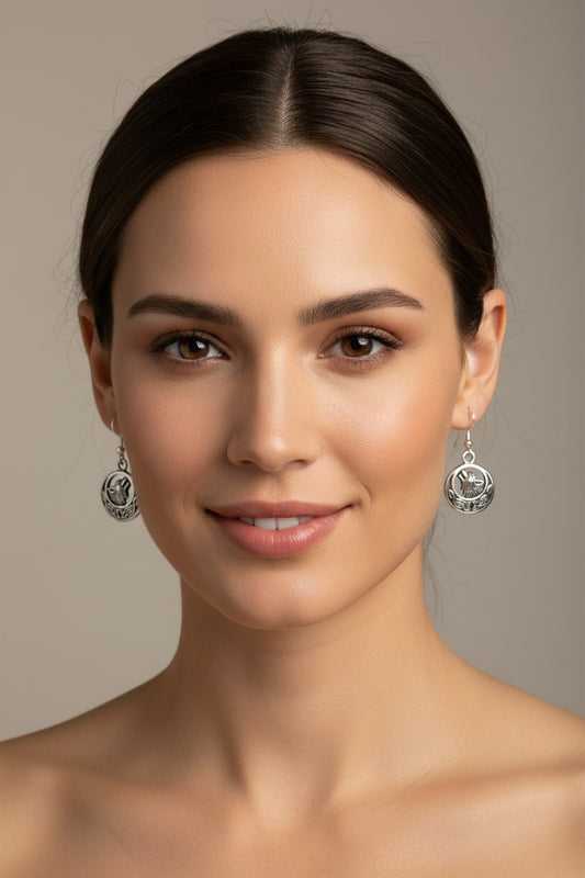 Celtic Wolf Spirit Earrings in Sterling Silver — view 4