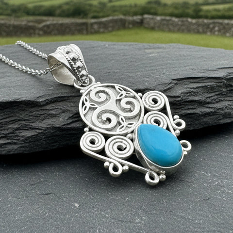 Load image into Gallery viewer, Lyria Celtic Triple Spiral Necklace in Sterling Silver
