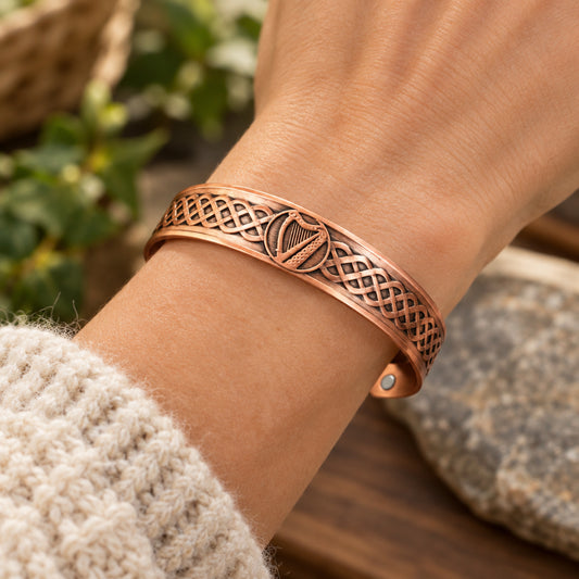 Celtic Irish Harp Copper Cuff Bracelet
