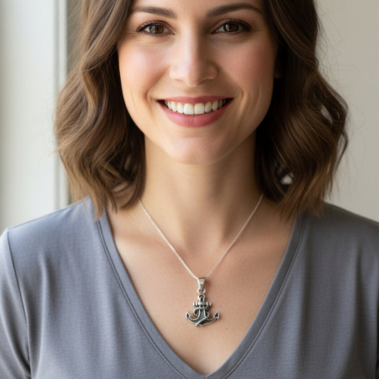 Pittenweem Petite Anchor Necklace in Sterling Silver