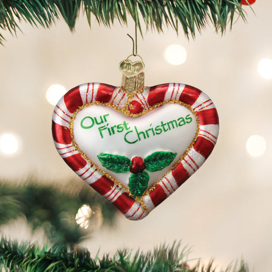 Peppermint Heart Ornament - Our First Christmas