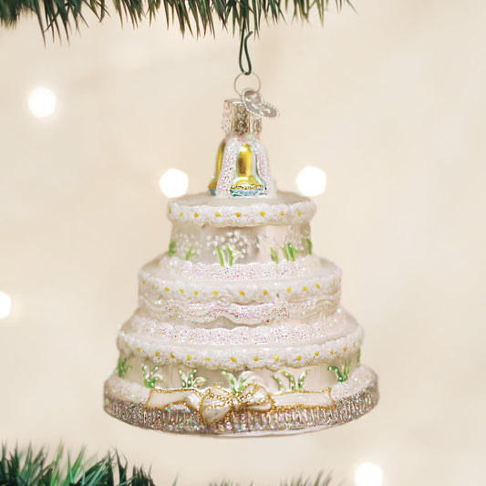 Wedding Cake Christmas Ornament - Handblown Glass