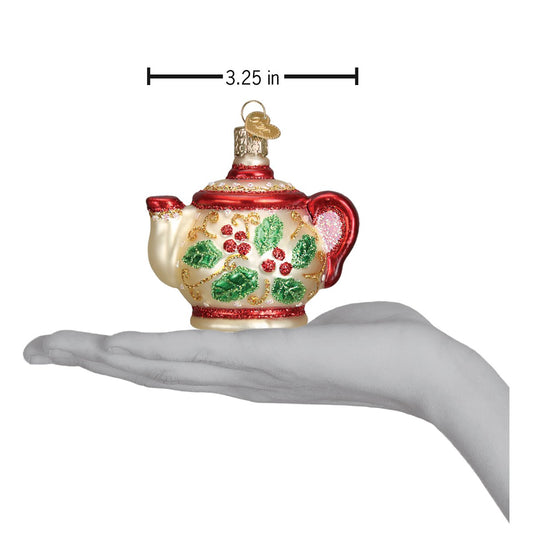 Old World Style Holly Teapot Ornament — view 6