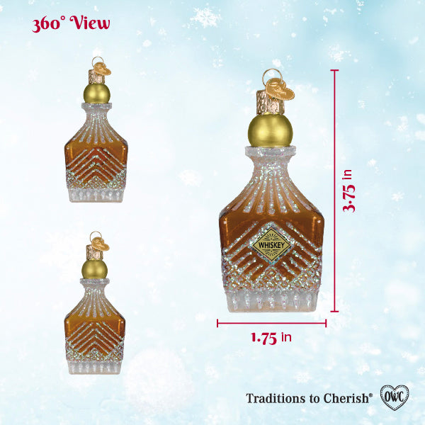 Whiskey Bottle Decanter Ornament - Handblown Glass