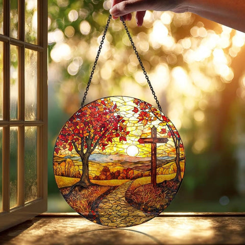 Load image into Gallery viewer, Autumn Cross Suncatcher