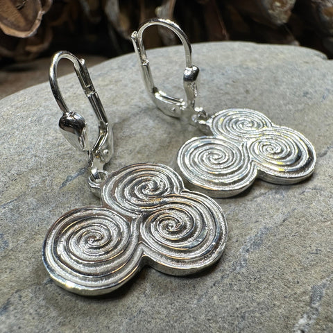 Load image into Gallery viewer, Artisan Newgrange Triple Spiral Earrings - Made in Ireland