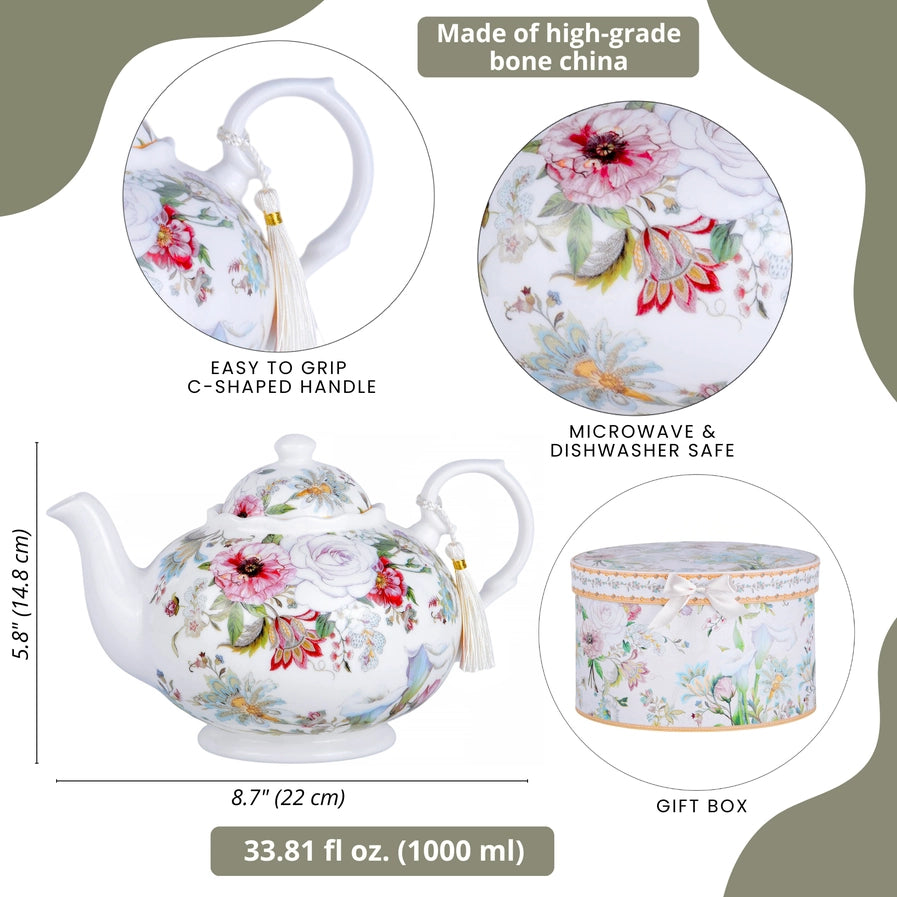 Dream Garden Fine China Teapot — view 9