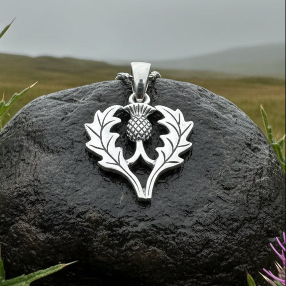 Aberdeen Scottish Thistle Necklace in Sterling Silver