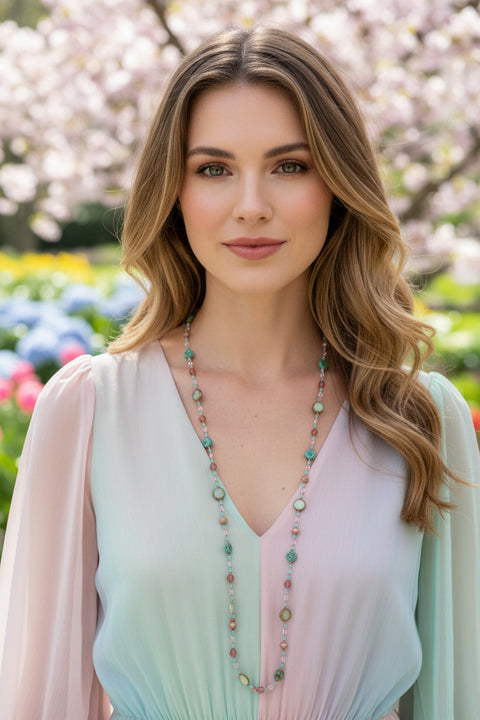 Load image into Gallery viewer, Pink Beach Blossom Long Necklace