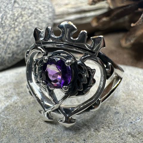 Load image into Gallery viewer, Dedication Scottish Luckenbooth Amethyst Ring in Sterling Silver