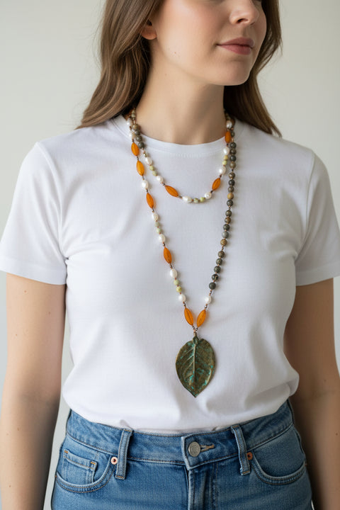 Load image into Gallery viewer, Autumn Forest Long Necklace