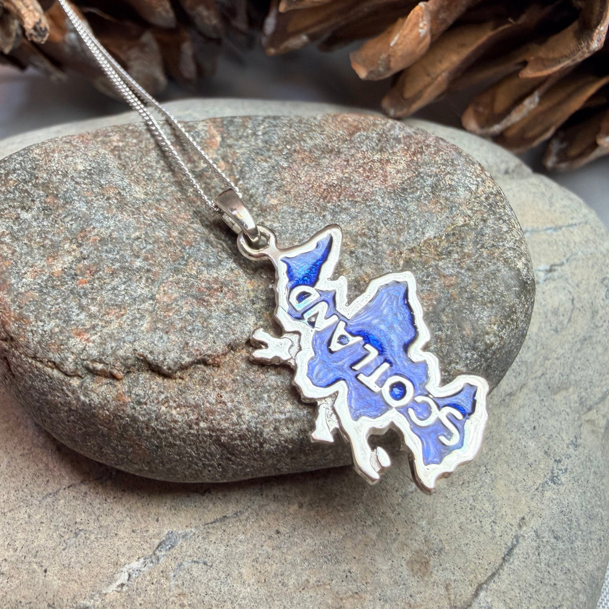 Scottish Blue Scotland Map Necklace - Handmade in Scotland