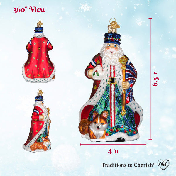 United Kingdom Santa Ornament - Handblown Glass