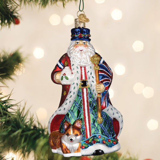 United Kingdom Santa Ornament - Handblown Glass