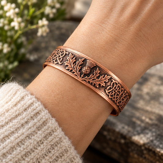 Highland Scottish Thistle Copper Cuff Bracelet
