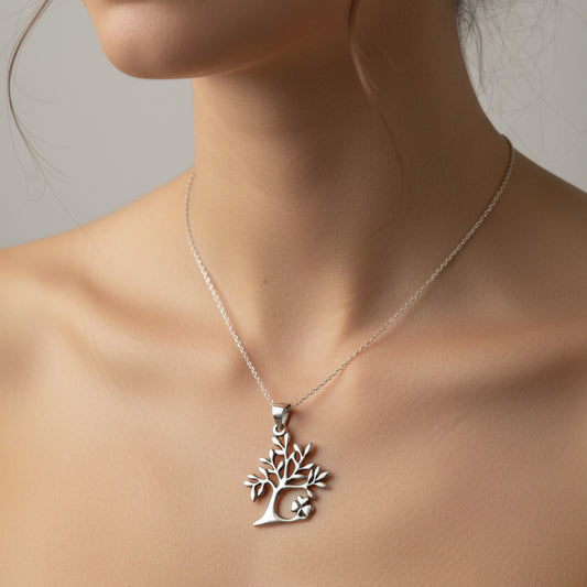 Elsa Tree of Life Shamrock Necklace in Sterling Silver