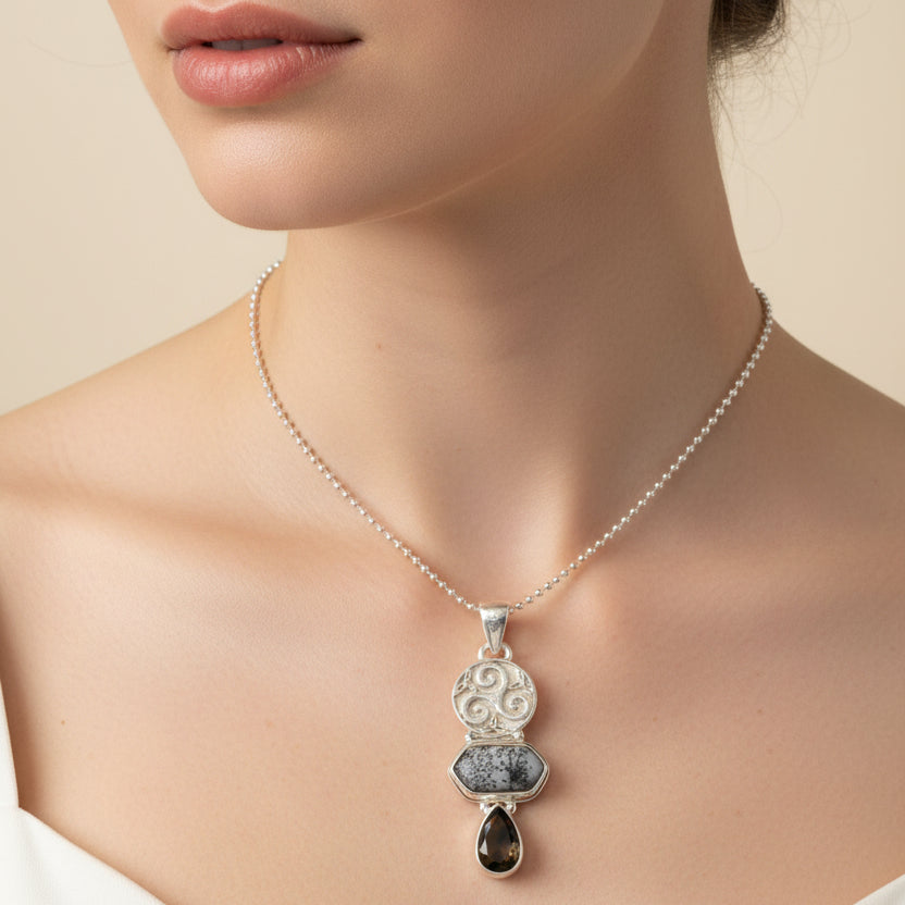 Abria Celtic Spiral Necklace in Sterling Silver — view 4