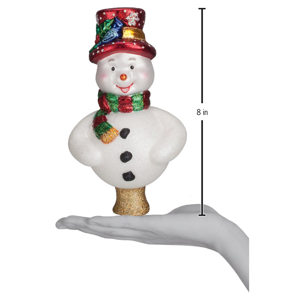 Frosty Snowman Tree Topper - Handblown Glass