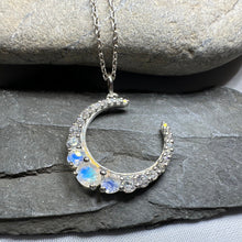 Load image into Gallery viewer, Moonstone Crescent Moon Necklace