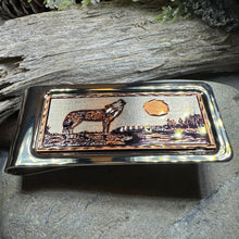 Load image into Gallery viewer, Howling Wolf Copper Money Clip