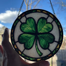 Load image into Gallery viewer, Irish Lucky Shamrock Stained Glass Gift