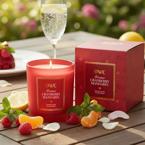Load image into Gallery viewer, Frosted Cranberry Mandarin Soy Wax Candle