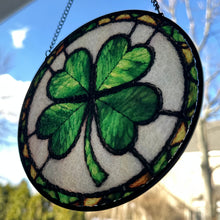 Load image into Gallery viewer, Irish Lucky Shamrock Stained Glass Gift