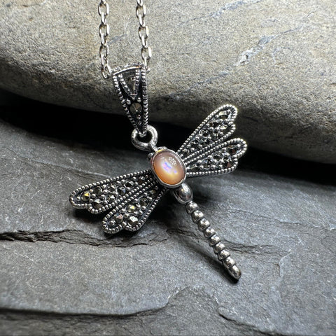 Load image into Gallery viewer, Hope Marcasite Dragonfly Necklace